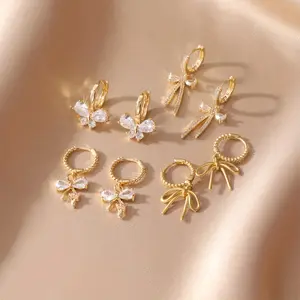 Butterfly Earrings for Women Minimalist Zircon Studs Elegant Everyday Fashion Jewelry Lightweight Hypoallergenic Ear Studs for Sensitive Ears Trendy Cute Gift for Her