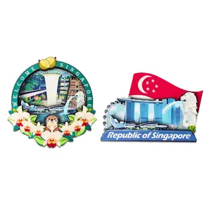 3D Classic Singapore Souvenir Decorative Refrigerator Magnet - Fish-Tailed Lion, Marina Bay Sands Architecture & Observation Wheel Design, Easy-Remove, for Bedroom & Kitchen Indoor Home Decor (Personalized Decor Series)