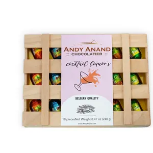 Andy Anand European Cocktail-Flavored Dark Chocolate Bottles, 18 pc, 11.5 oz – Mojito, Limoncello & Gin Tonic, Vegan Birthday Gift Box