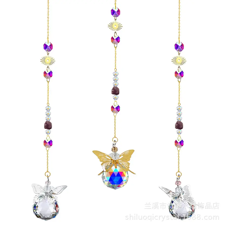 Butterfly Sunflower Crystal Hanging Pendant Bead Curtain - Modern Indoor Home Decor, Home Supplies with Box Packaging for Birthday Gifting, Crystals