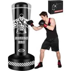 Standing Punching Bag for Adults Teens, 70" Heavy Punching Bag with Stand, Heavy Bag Inflatable Kick Boxing Bag Training Equipment Bags for Training MMA Muay Thai Fitness