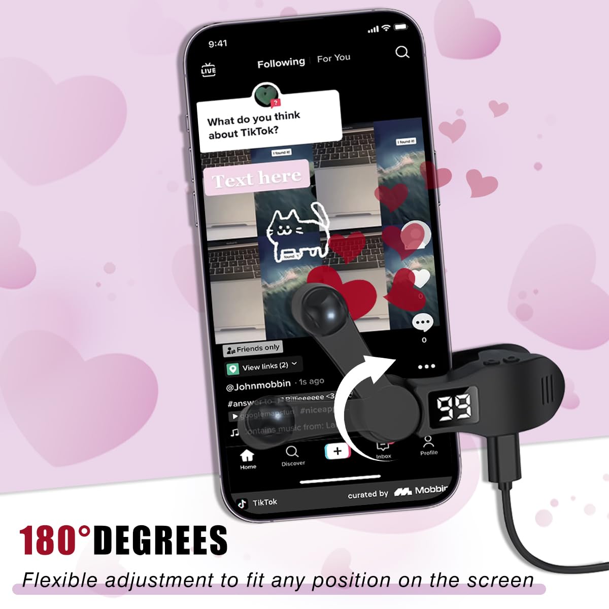 2026 New Auto Clicker for Smart Phone, Screen Device Automatic Tapper | Folding Mobile Phone Auto Screen Clickers | Simulated Finger Clicking USB Simulator for Game, Shopping，Live Broadcasts Likes, Cellphone Accessories