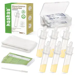 Colostrum Collector Kit Breast Milk Collector with Cotton Cloth Wipe and Storage Case, Ready-to-Use, Reusable, 4ml/6pcs