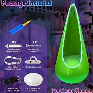 Hanging Pod Swing Seat, Glowing Hammock with Inflatable Pillow, Hammock Swing Chair, Hand Washable, Indoor/outdoor Relaxation and Play