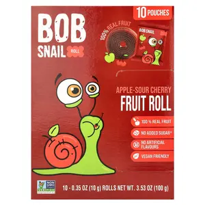Bob Snail Fruit Rolls, Apple-Sour Cherry, 10 Pouches, 0.35 oz (10 g) Each