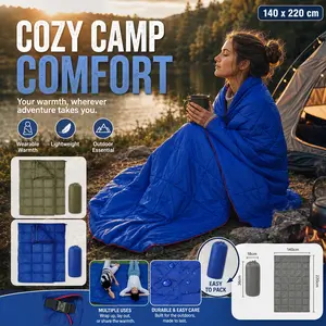 Double Camping Blanket Lightweight Outdoor Travel Quilt Waterproof Polyester Warm Hammock Top Quilt with Pillow Storage Bag, Large Portable Picnic Beach Blanket for Adults Couples Hiking Trekking Backpacking Camping Park Travel Gear