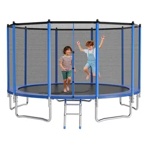 Outdoor 15FT Round Recreational Trampoline With Enclosure Net, ASTM Certified, Heavy Duty Trampoline For Backyard Use, Maximum 470 Lbs Weight Capacity, Anti-Rust Frame And Parts, Safe Trampoline For Kids And Adults