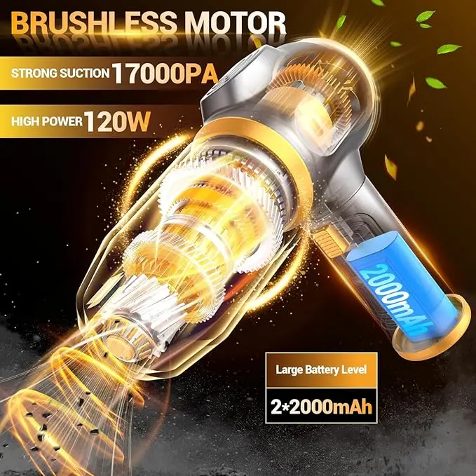 Mini Handheld Vacuum Cleaner with LED Display & 5 Attachments | Portable Cordless Rechargeable Vacuum for Car, Home, Office & Keyboard Cleaning Wireless Vacuum Cleaner Vacuum Suction Battery Powered Vacuum Handheld Stick Vacuum