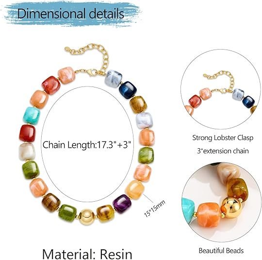 Summer Beach Jewelry Chunky Beaded Necklace for Women Trendy Statement Big Colorful Resin Bead Choker Necklaces Boho Charm Jewelry