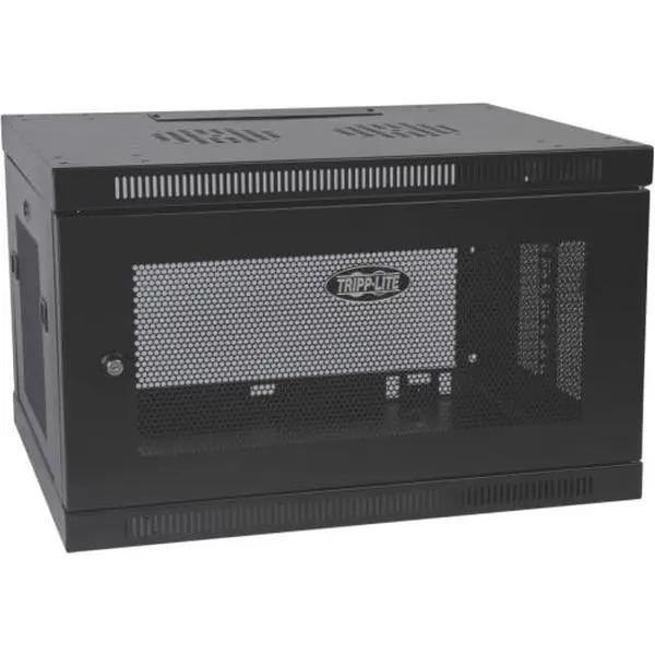 Tripp Lite 6U WM Steel Wall-Mount Rack Cabinet - 19in Rack, 20.5in Deep Switch Depth, Locking Door Storage Enclosure, 200lb Capacity, Flow-Through Ventilation, Mounts to Wall, Rolls on Floor, Keeps Equipment Cool for Home Organization