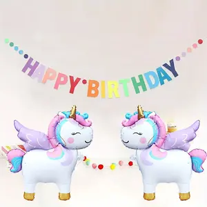 Standing Unicorn Balloon Set, 1/2pcs Birthday Party Decoration, Festival Party Atmosphere Decor, Cute Animal Design