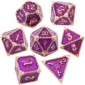 Metal Dice Set, Polyhedral Dice Set, Dnd Metal Dice, 7 Counts/set Multi-sided Dragon Dice for RPG Role Playing Game, Tabletop Game Accessories for Men and Women