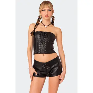 Wilde Lace Up Faux Leather Corset