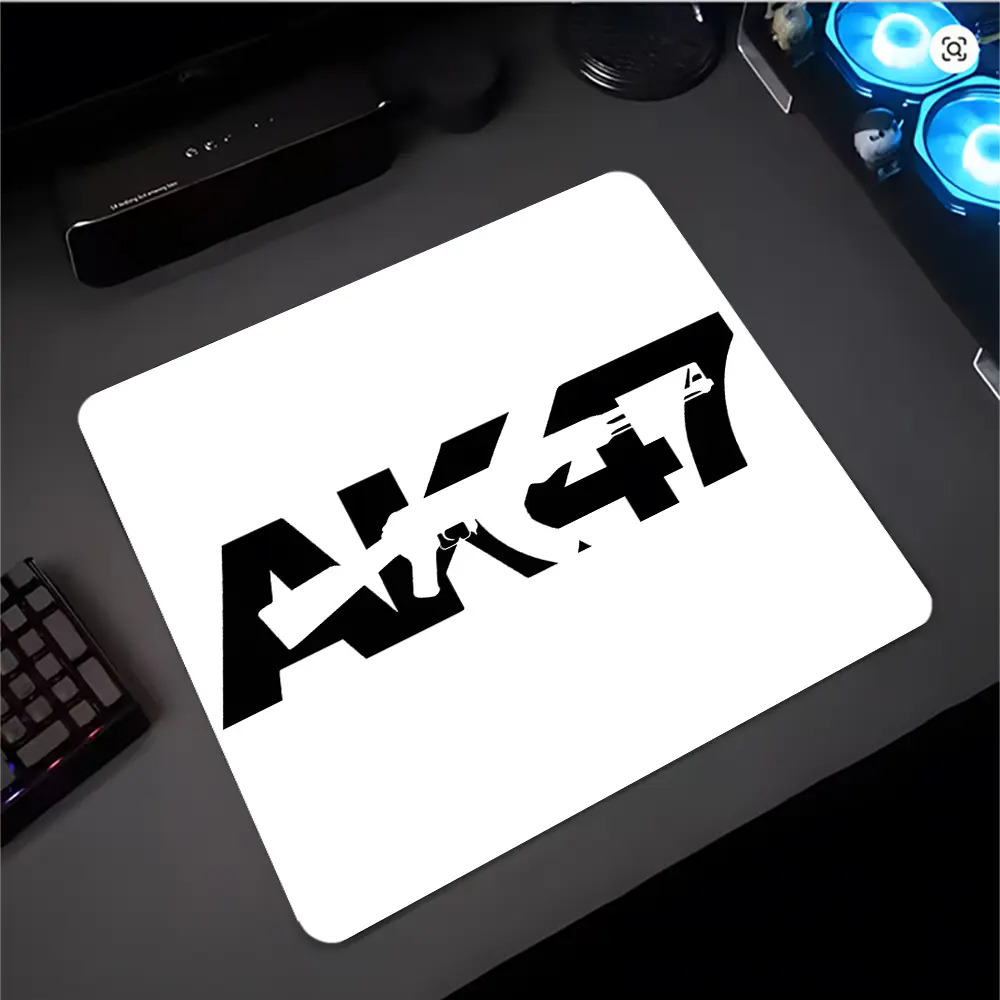 Black White AK47 Large Gaming Glass Mouse Pad, Gaming Accessory, Reinforced Glass, Waterproof Washable Smooth Hard Desk Mat, Smooth touch is a must-have for gamer, Reinforced and Upgraded Smooth for Gaming, Ideal Gift for Family Friend, Gaming Mousepad