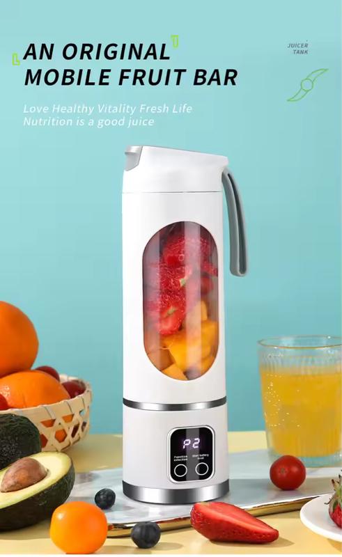 10 Blades Portable Fruit Juicer 450ml Capacity 3 Gears USB Rechargeable Blender Ice Crusher for Smoothies Ice Making