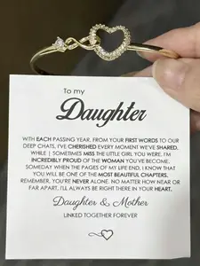 To My Daughter Forever Connected Bracelet Infinity Heart Design High-Quality Jewelry For Milestone Celebrations Jewelry Gift Elegant Minimalist Bangle Heart Charm Bracelet