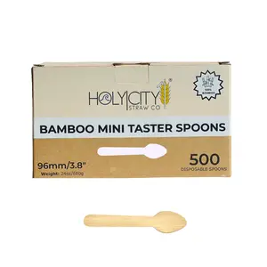 Holy City Straw Co. 3.8” Bamboo Mini Taster Spoons | 500-8,000ct. | Compostable & Plastic-Free | Perfect For Ice Cream, Tastings or Large Events