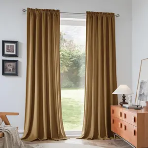 1pc Italian Velvet Fabric Heavy Curtain, Cream Thickened Soft Cloth for Bedroom & Living Room, Insulated Light Blocking Design