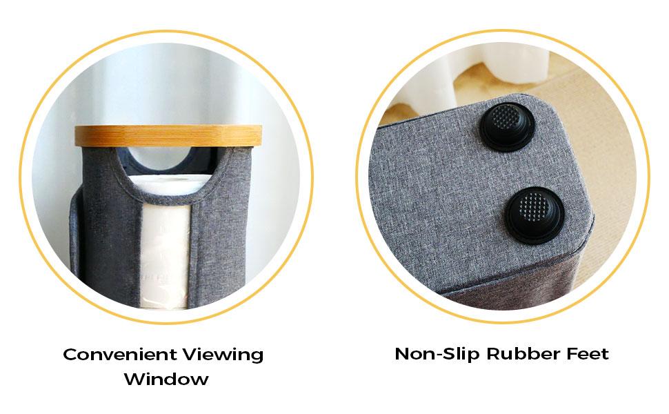 Elegant Toilet Paper Storage with Lid, Narrow Toilet Paper Holder Beside Toilet, Classy Bathroom Tissue Storage, Slim Toilet Paper Storage, Waterproof Oxford Fabric for Mega Rolls 30L (Gray)