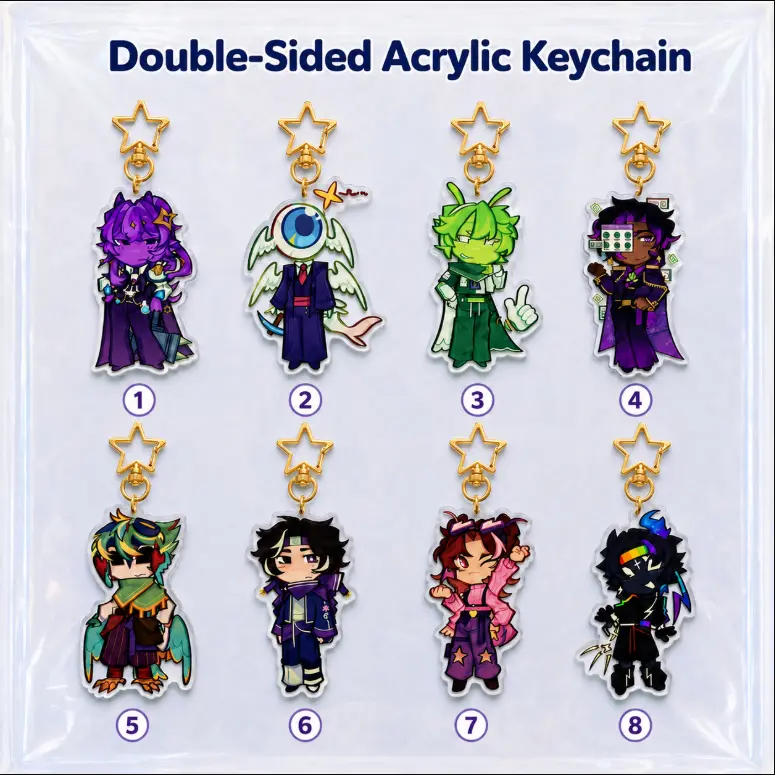 MCYT Unstable Universe Acrylic Keychain, ParrotX2 SpokeIsHere and Minecraft YouTuber Characters, Double-Sided Gamer Bag Charm
