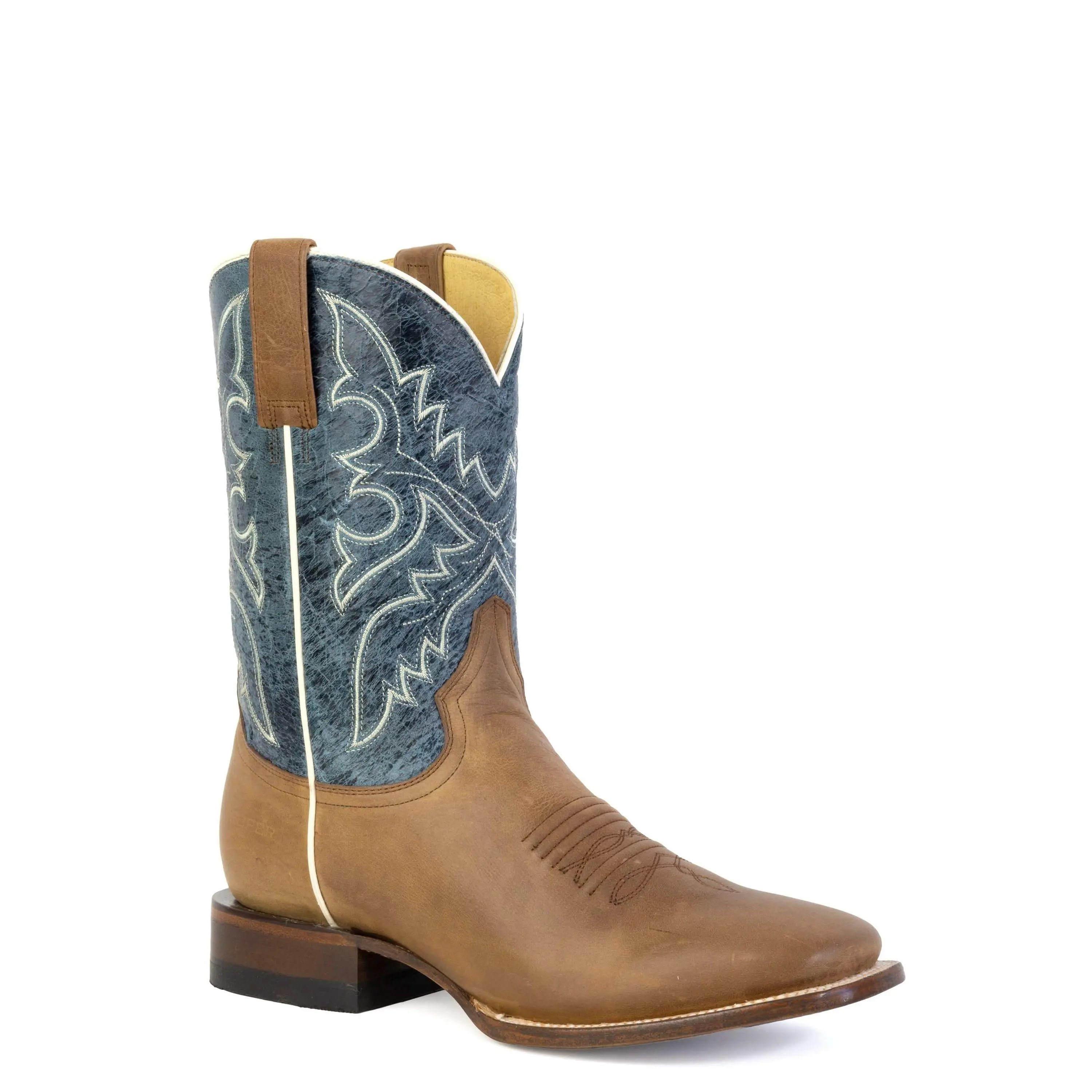 Men's Roper Johnny Leather Boots Handcrafted Brown