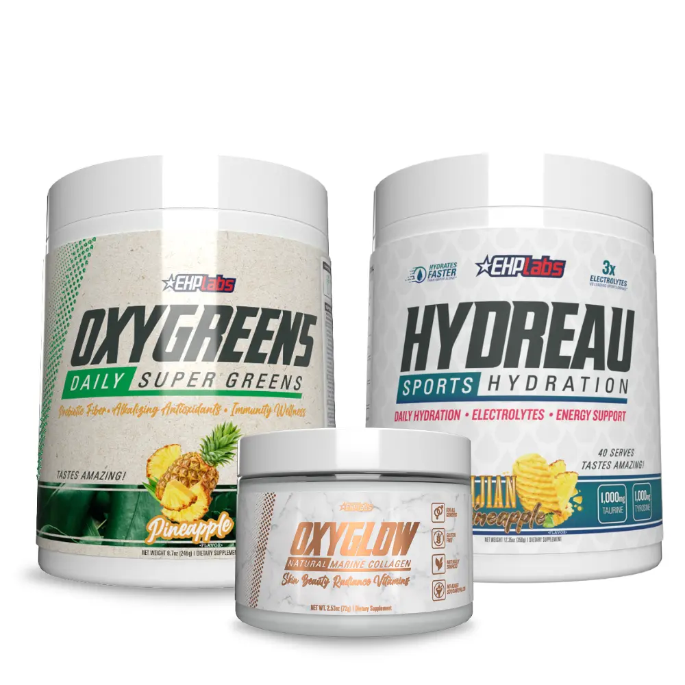 OxyGreens + OxyGlow + Hydreau Bundle | Super Greens + Collagen + Hydration | Digestive & Skin Health Support | Morning Wellness Routine Stack