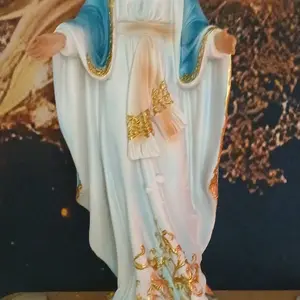 Elegant Our Lady of Grace Statue 0073 with Detailed Blue and Gold Accents for Home Decor Religious
