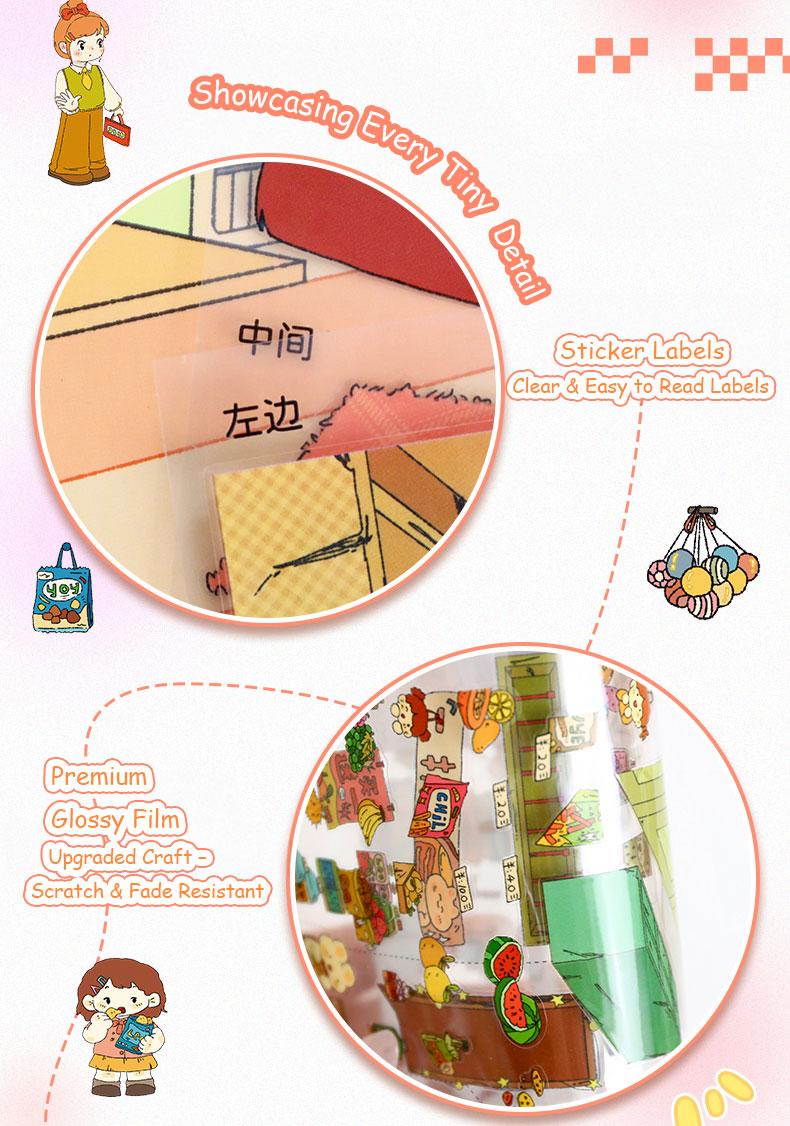 Corner Store Series – 3D Scene Sticker Kit,DIY Kawaii Diorama for Journaling & Scrapbooking,Nostalgic Cute Gift for Girls & Kids,PET Sticker Set