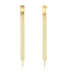 Aprilery Long Tassel Drop Earrings – Sleek Chain Fringe Statement Jewelry