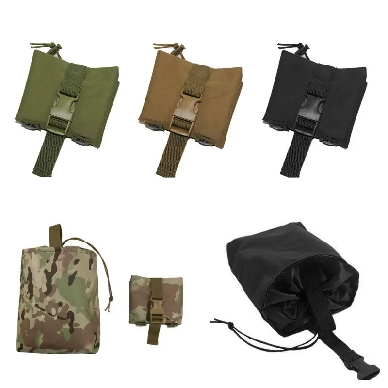 Tactical Dump Pouch, Molle Foldable Utility Pouch, Roll-Up Drawstring Mag Dump Bag, Lightweight Durable Nylon Recycling Storage Pouch, Multi-Purpose Waist Bag for Hunting, Hiking, Camping, Outdoor & Daily Use