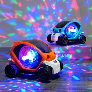 Electric Toy Car Flashing Music Toy Vehicle, Rotatable Lights Cartoon Toy Car, Fun Kids Plaything for Boys & Girls