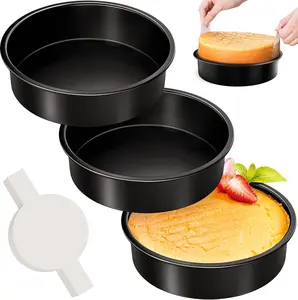 8 Inch round Cake Pan Set of 3, Nonstick Baking Pans with 90PCS Parchment Paper, Dishwasher Safe AltarreT