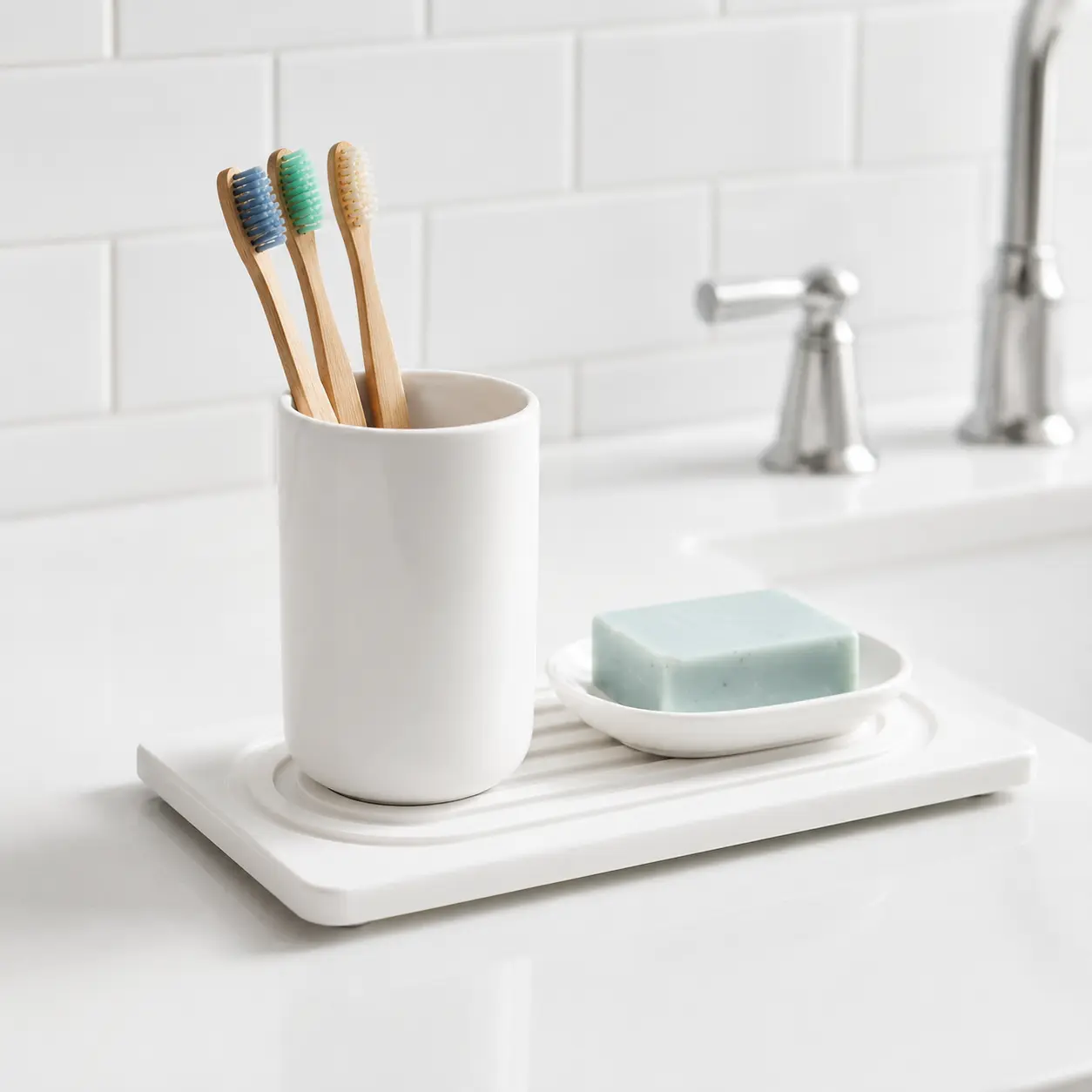 Quick Dry Diatomite Stone Tray for Bathroom Countertop, Kitchen Sink, Soap Dispenser & Vanity Organizer