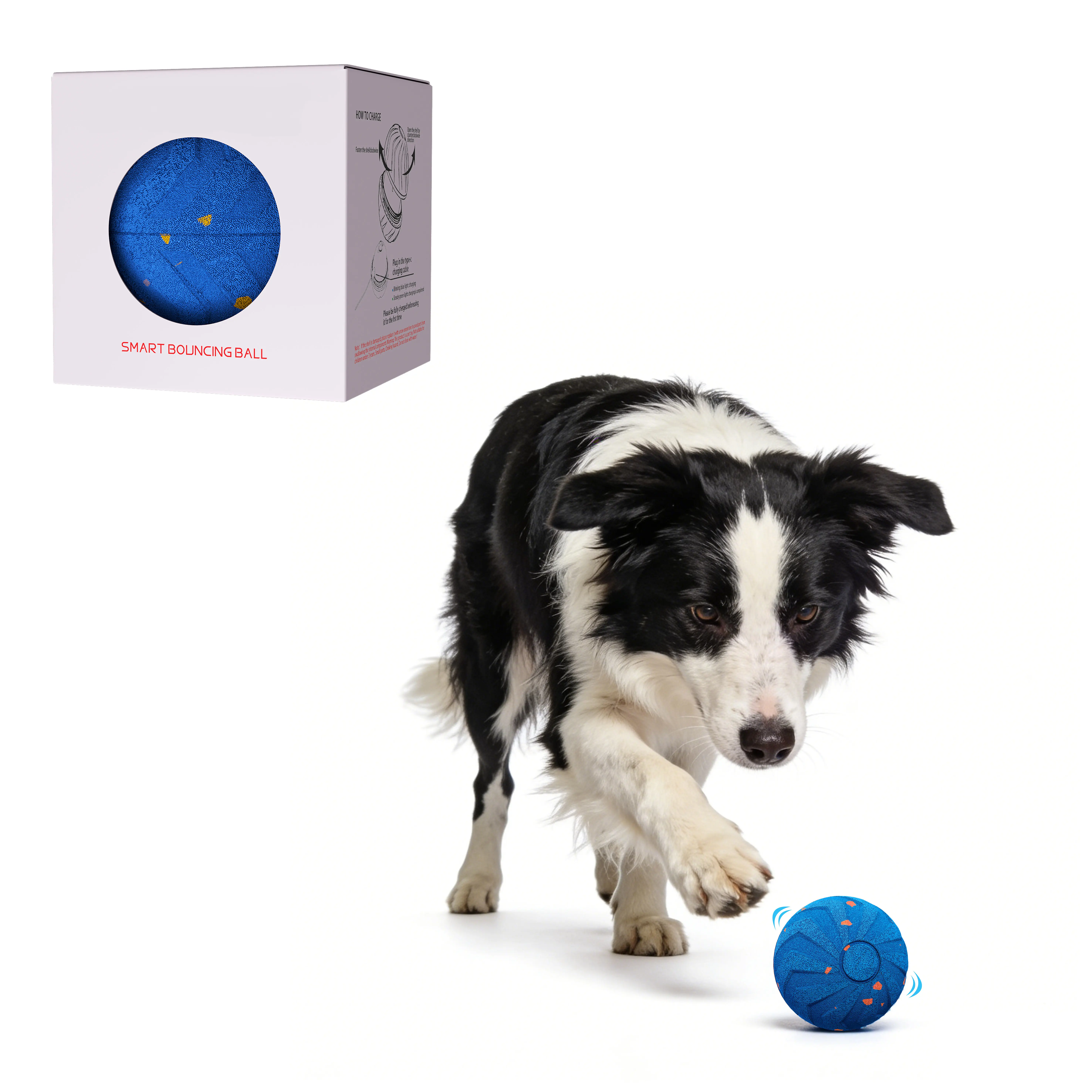 E-TPU Tough Striped Smart Interactive Dog Ball Toy, 3.15-in Diameter, for Medium-Large Dogs, USB-C, 2 Smart Play Modes (Normal Mode Included), IPX7 Waterproof, Automatic & Stimulating Play Pattern, Long Battery Life, Easy to Clean, All Seasons Use