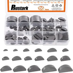 155Pcs 17 Sizes Woodruff Key Stock Assortment Kit Half Moon Semicircle Bond Key Flywheel Key Metric Hardware for Mechanical Industry Use