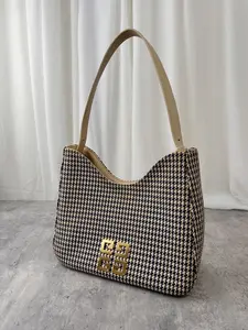Pre-owned GIVENCHY an shown Shoulder Bags Houndstooth Shoulder Bag, Cotton MR24032026A586