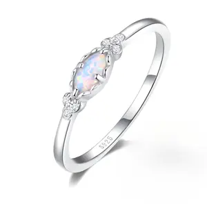 Opal Ring Exquisite white Fire Opal Women Daily Jewelry Accessories