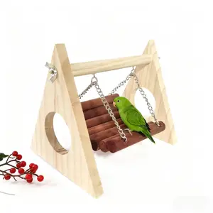 Wooden hamster and parrot solid wood swing hammock, golden hamster play tunnel, tree hole for small pets, chew toy, and decorative accessory