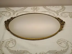 Vintage 1950s Globe Gold Filled Hollywood Regency Vanity Dresser Mirror Tray