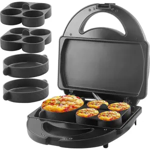 Sous vide style egg bite maker machine with 4 silicone molds grilled cheese maker mini griddle ideal for breakfast sandwiches snacks desserts 8 mini egg bites 2 large egg bites