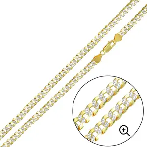 Gold Plated 925 Sterling Silver Two-Tone DC Curb Chain or Bracelet 4.3mm