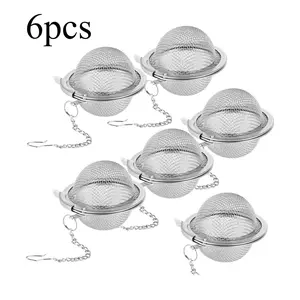 6 Pack Stainless Steel Tea Strainer Infuser Mesh Tea Balls with Push-Button Lid & Fine Filter - Heavy-Duty 304 Tea Diffuser for Loose Leaf Tea, Herbal Tea, Spices, Soup Seasoning - Ideal for Tea Lovers Gift