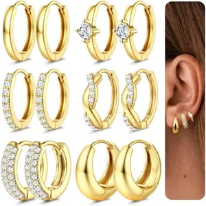 YADOCA Small Chunky Gold Hoop Earrings for Women Hypoallergenic 14K Gold Filled Huggie Earrings for Women Trendy Cartilage Hoop Earring Stacks Lightweight Earring Sets for Multiple Piercing