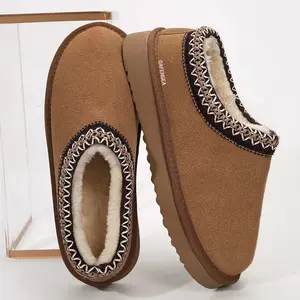 Womens Snow Boots Warm & Durable Thick Flat Soles Snow Boots Non-Slip Soles for Outdoor Winter Slippers