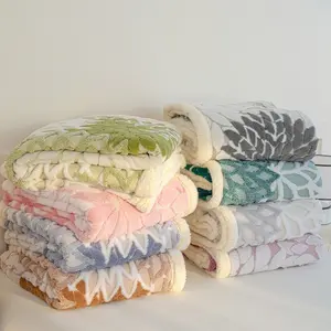 1pc Kaleidoscope Ion Embroidered Hollow Out Single & Double Blanket, Tartan Lamb Velvet Warm Nap Blanket, Office Cover Blanket