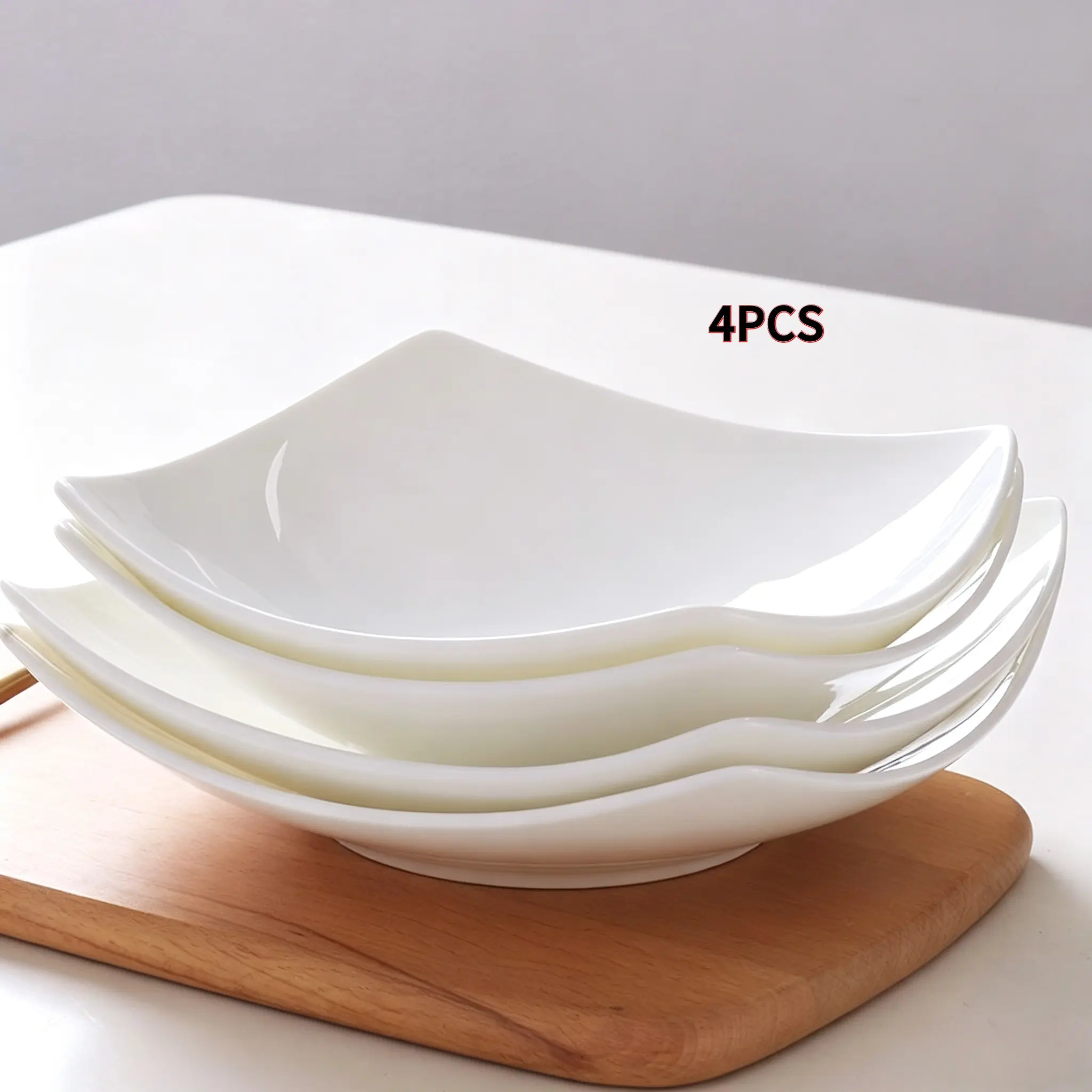 4-piece set of high-edge large square plastic bowls (stackable anti-slip design, unique square reinforced corners, microwave oven-safe, dishwasher washable, combining practicality and modern aesthetics) Plastic Serving Bowls Kitchen Bowls