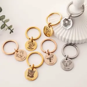 Custom Pet Portrait Keychain Dog Photo Keyring Personalized Dog Mom Memorial Keychain Customized Cat Keepsake Gift Pet Lover Tag