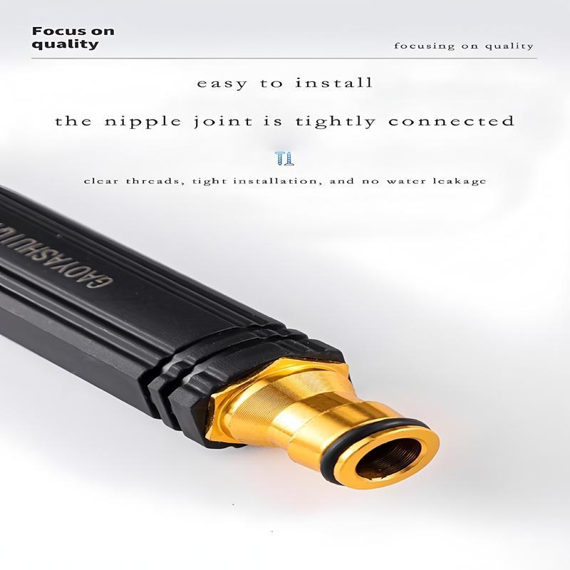 Black Metal Garden Hose Nozzle, Includes 1 Spray Nozzles, High-Pressure Garden Sprayer for Plants, Car Washing, Floor Cleaning, Heavy-Duty Leak-Proof Hose, Adjustable Spray Modes