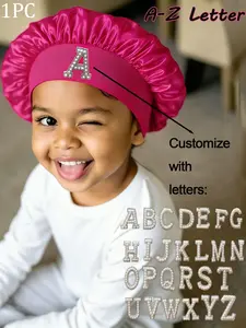 1Pc 26 Letter A-Z 3-8 Years Old  Baby Hair Bonnet Sleeping Kid Bonnets For Girls Curly Hair,Satin Sleep Bonnet For Teens Toddler Child Daily Durable