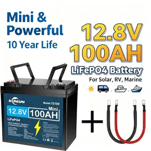 12V 100Ah LiFePO4 deep cycle battery, 8000-15000+ cycles, 100A BMS, rechargeable lithium iron phosphate battery with low-temperature protection, suitable for RV, marine and home energy storage.